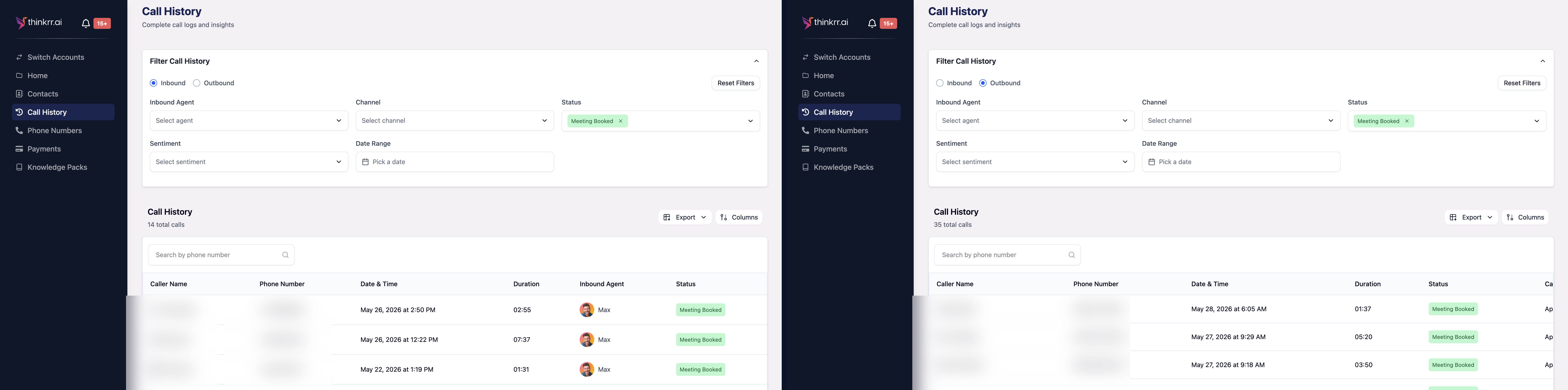 Thinkrr AI Caller - Meeting Booked Results